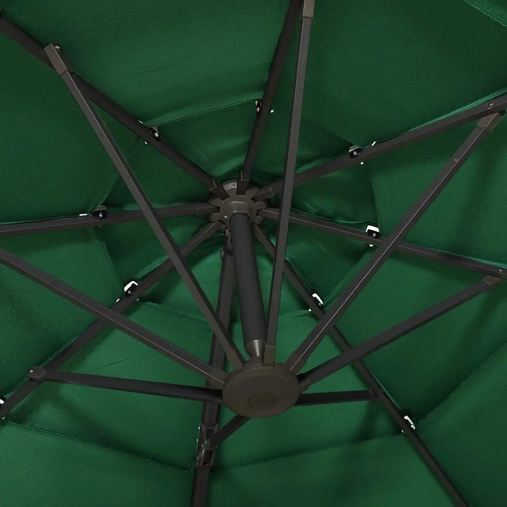 Garden Parasol Green 3x3m 4-Tier UV Protective Crank Tilt Outdoor Sunshade