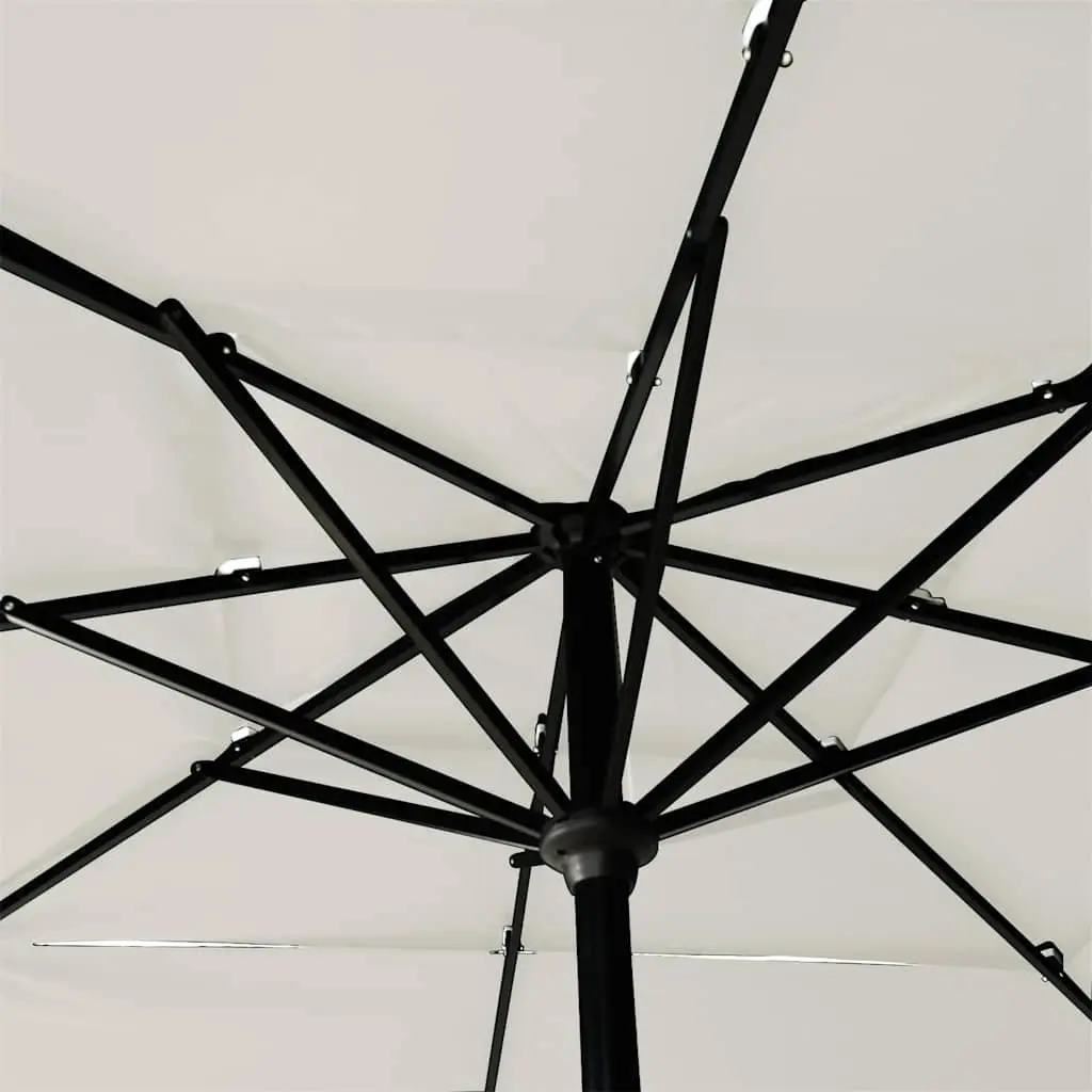 3-Tier Garden Parasol Beige 2.5 x 2.5 m UV Protective Crank Tilt Foldable