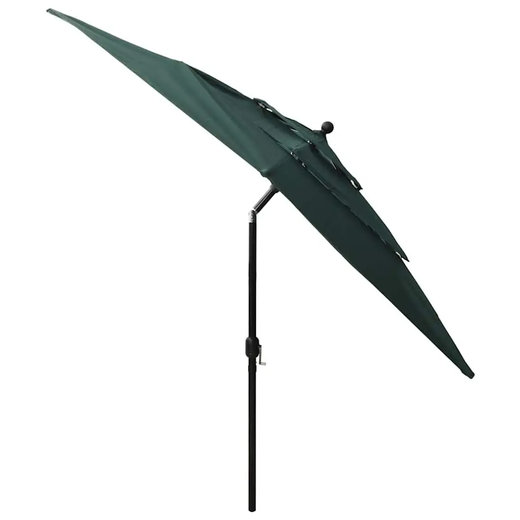 3-Tier Garden Parasol Green 2.5x2.5m Crank Tilt Outdoor Umbrella