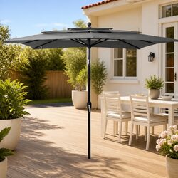 3-Tier Garden Parasol Outdoor Umbrella Patio Sunshade Crank Tilt 2.5x2.5m