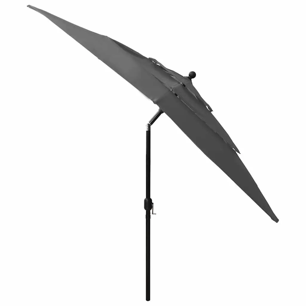 3-Tier Garden Parasol Anthracite 2.5x2.5m UV Protective Crank Tilt