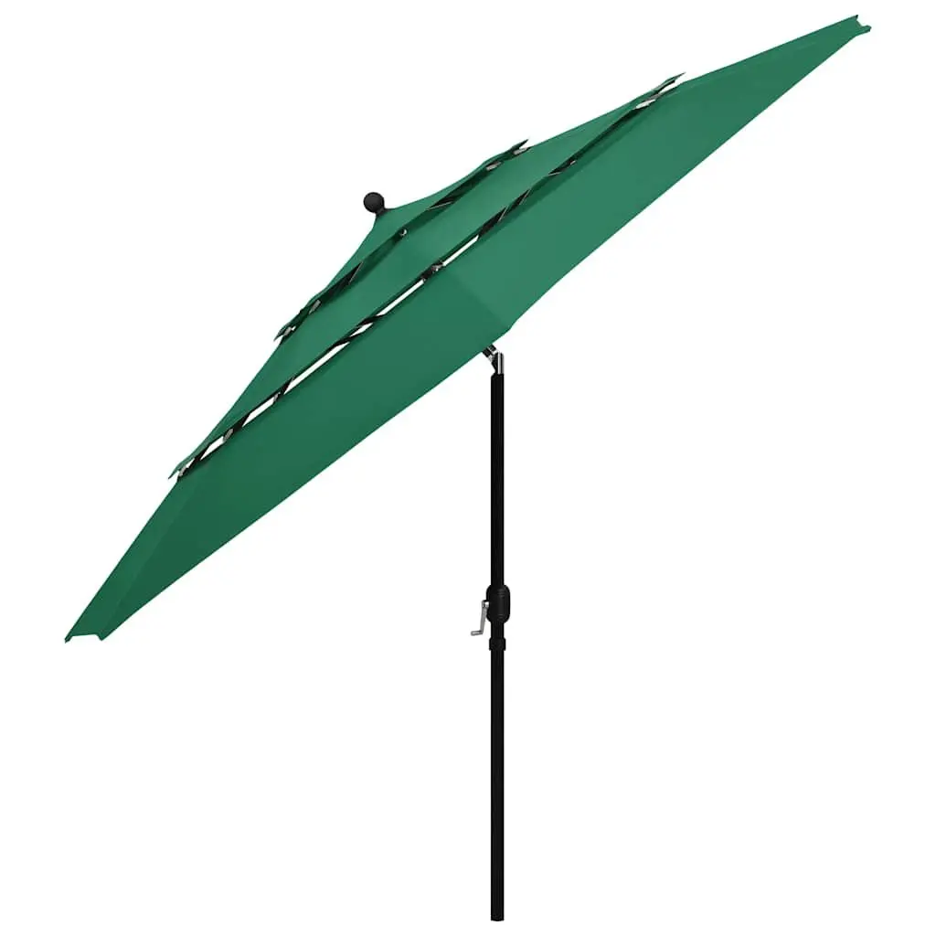 Garden Parasol Green 3.5m 3-Tier Outdoor Patio Sunshade Umbrella with Crank Tilt