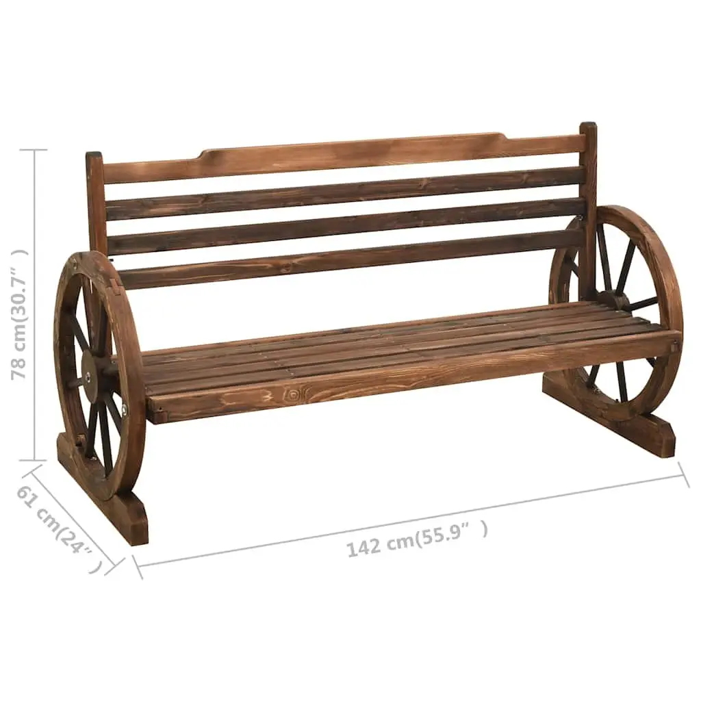 Garden Bench 142cm Outdoor Seating Solid Wood Wagon Wheel Design Patio Furniture