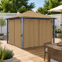 Outdoor Gazebo with Curtains 300x300cm Taupe Garden Canopy Pavilion Sunshade