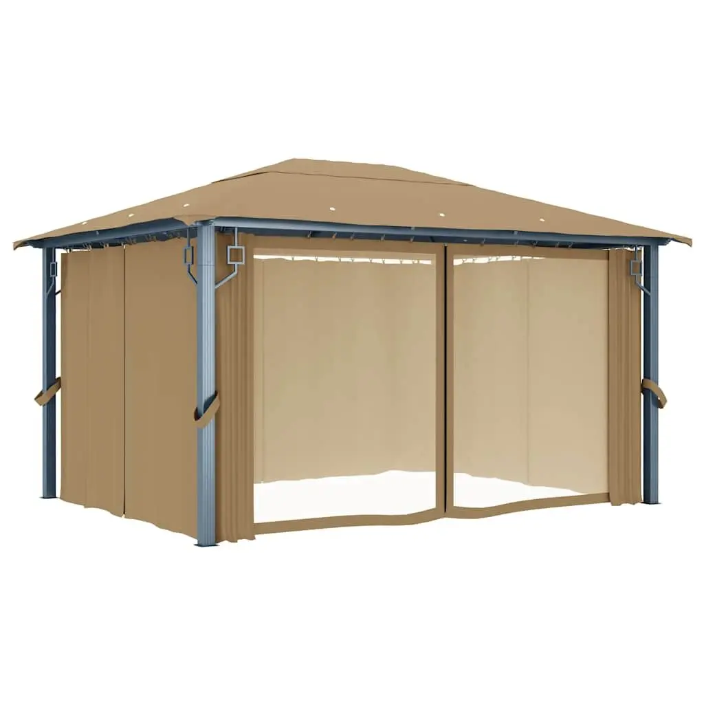 Gazebo Taupe 400x300 cm Outdoor Canopy Pavilion with Curtains and Mesh Screens