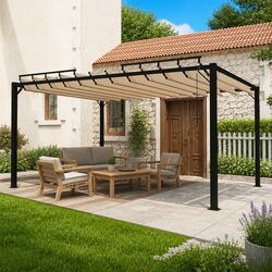 Gazebo with Louvered Roof 3x4 m Taupe Outdoor Garden Patio Canopy Aluminium