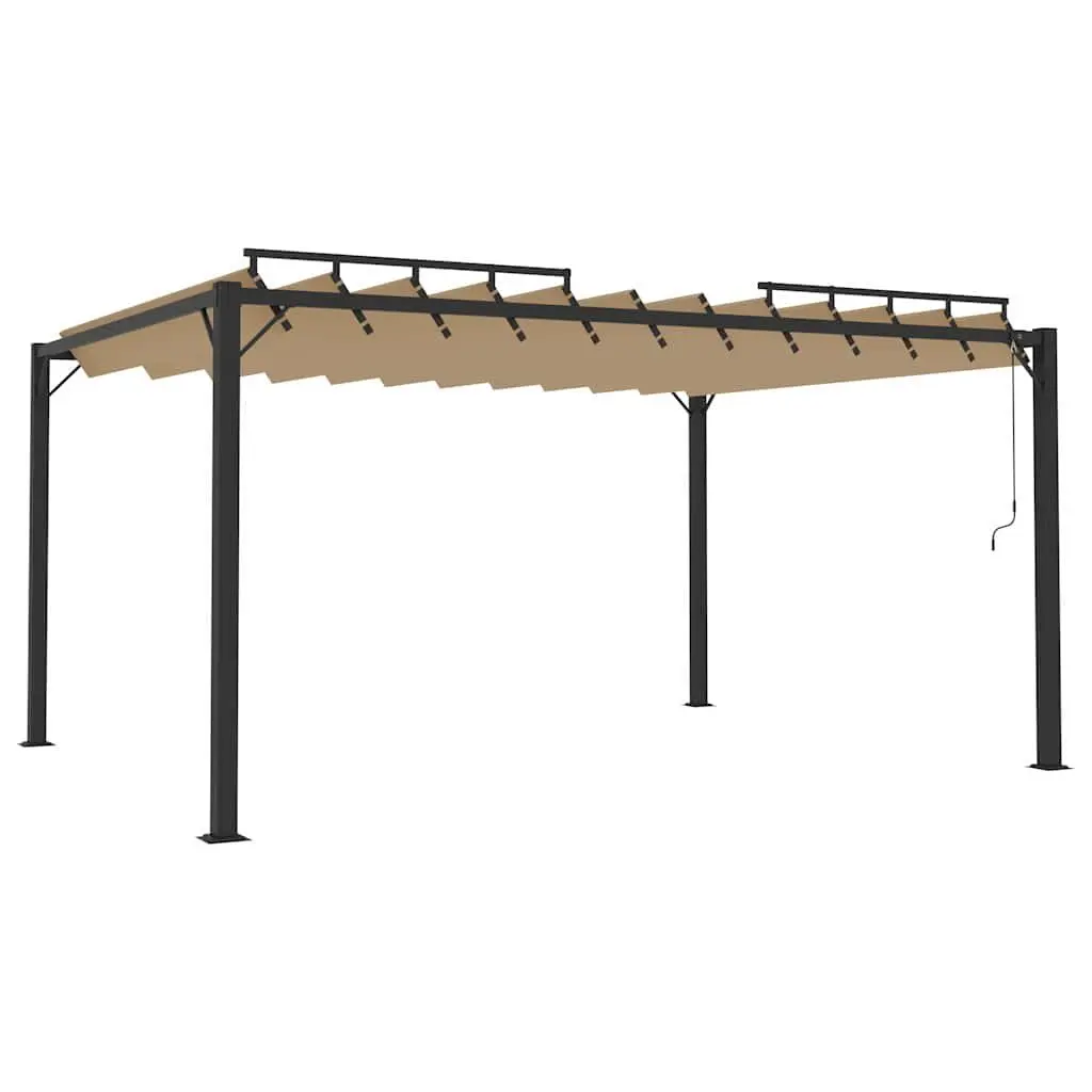 Gazebo Taupe 3x4 m Adjustable Louvered Roof Outdoor Garden Patio Canopy Aluminium