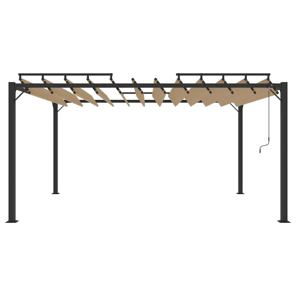 Gazebo Taupe 3x4 m Adjustable Louvered Roof Outdoor Garden Patio Canopy Aluminium