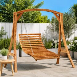 Compact Wooden Swing Bed for Outdoor Use