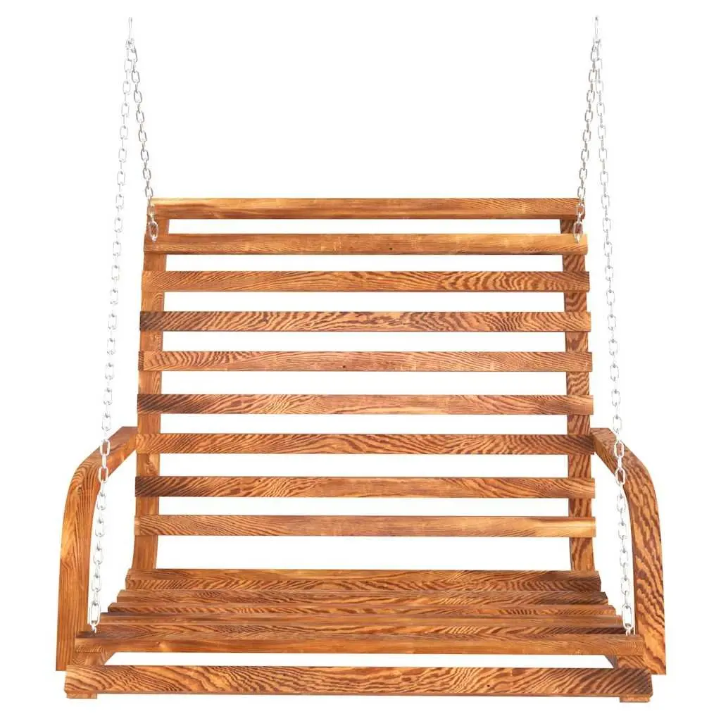 Wooden Swing Bench Brown Ergonomic Armrests Outdoor Relaxation