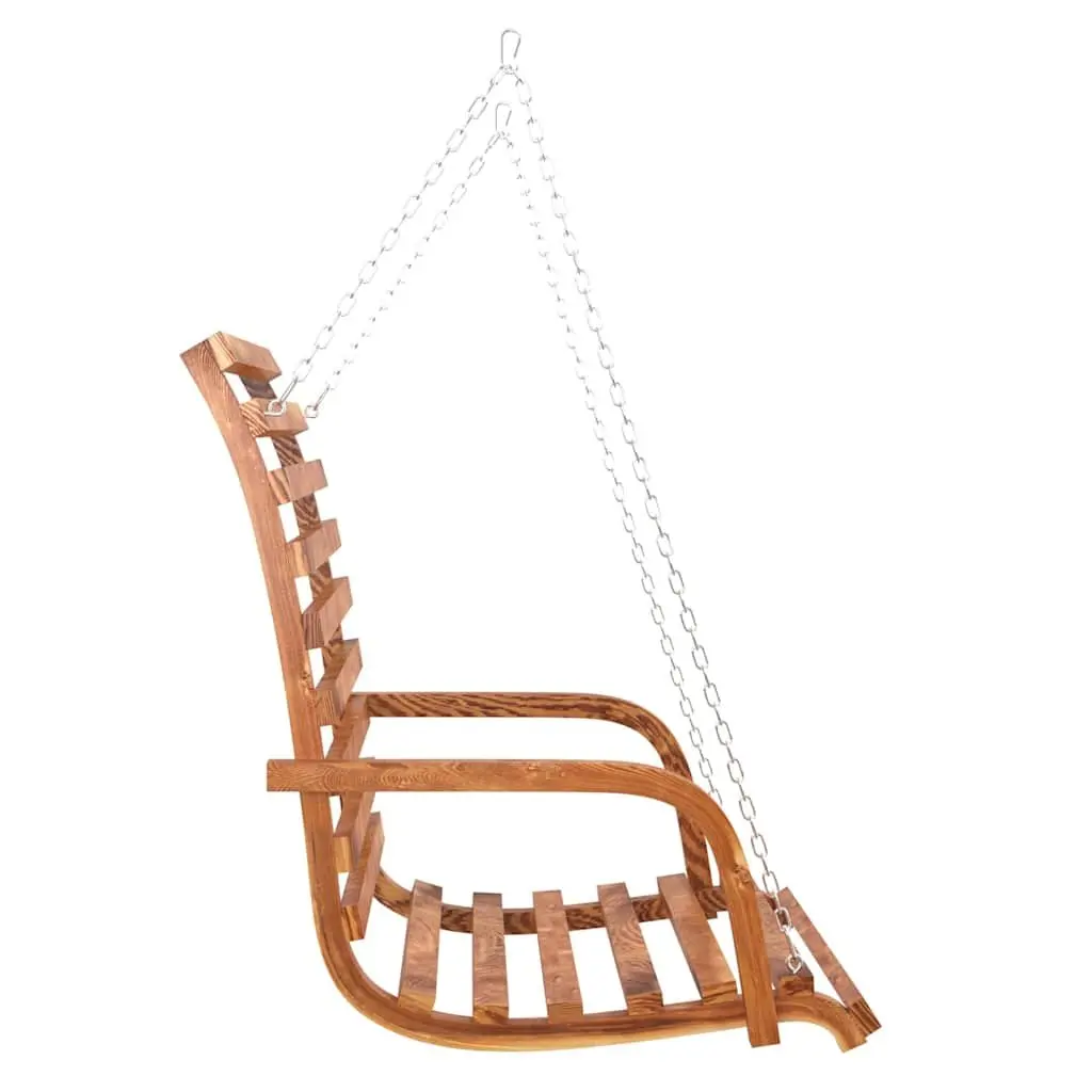 Wooden Swing Bench Brown Ergonomic Armrests Outdoor Relaxation