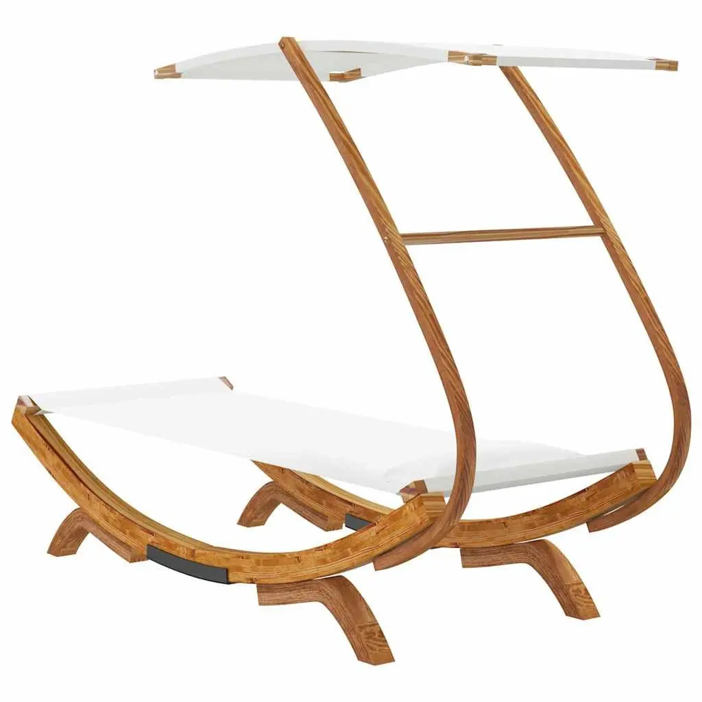 Outdoor Lounge Bed Cream Canopy Bent Wood Frame for Garden Patio Relaxation