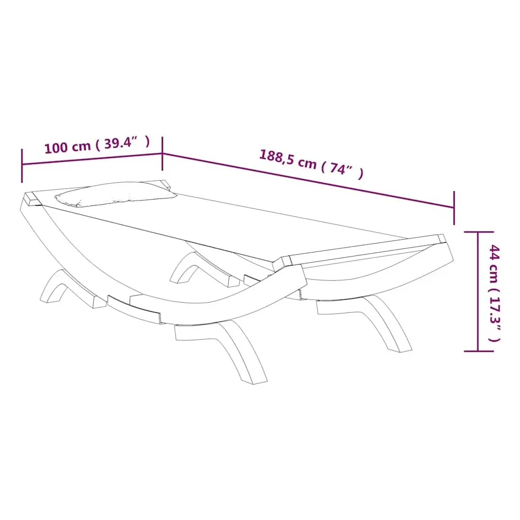 Outdoor Lounge Bed Cream with Integrated Pillow and Solid Bent Wood Frame