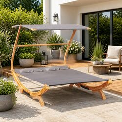 Outdoor Lounge Bed with Canopy Sunbed Garden Patio Furniture Relaxation
