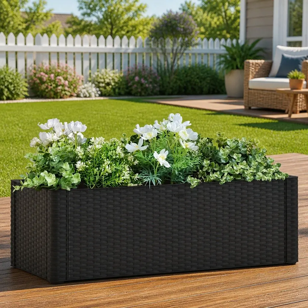 Raised Garden Bed Anthracite 100 x 43 x 33 cm Self Watering System