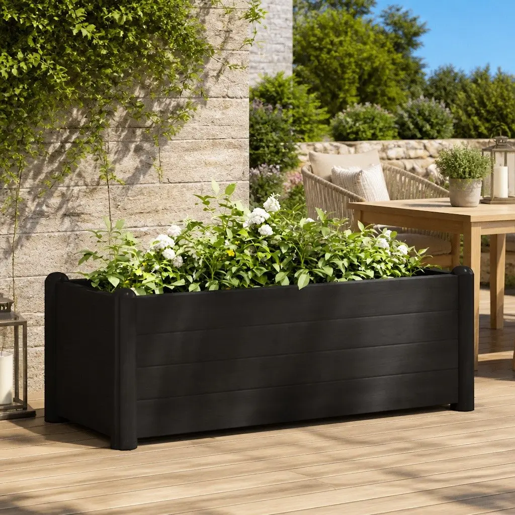 Raised Garden Bed Planter Anthracite 100x43x35cm Deep Wide Construction UV Weather Frost Resistant
