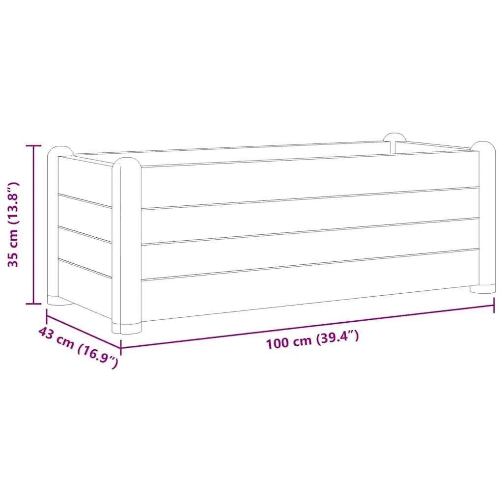 Raised Garden Bed Planter Anthracite 100x43x35cm Deep Wide Construction UV Weather Frost Resistant