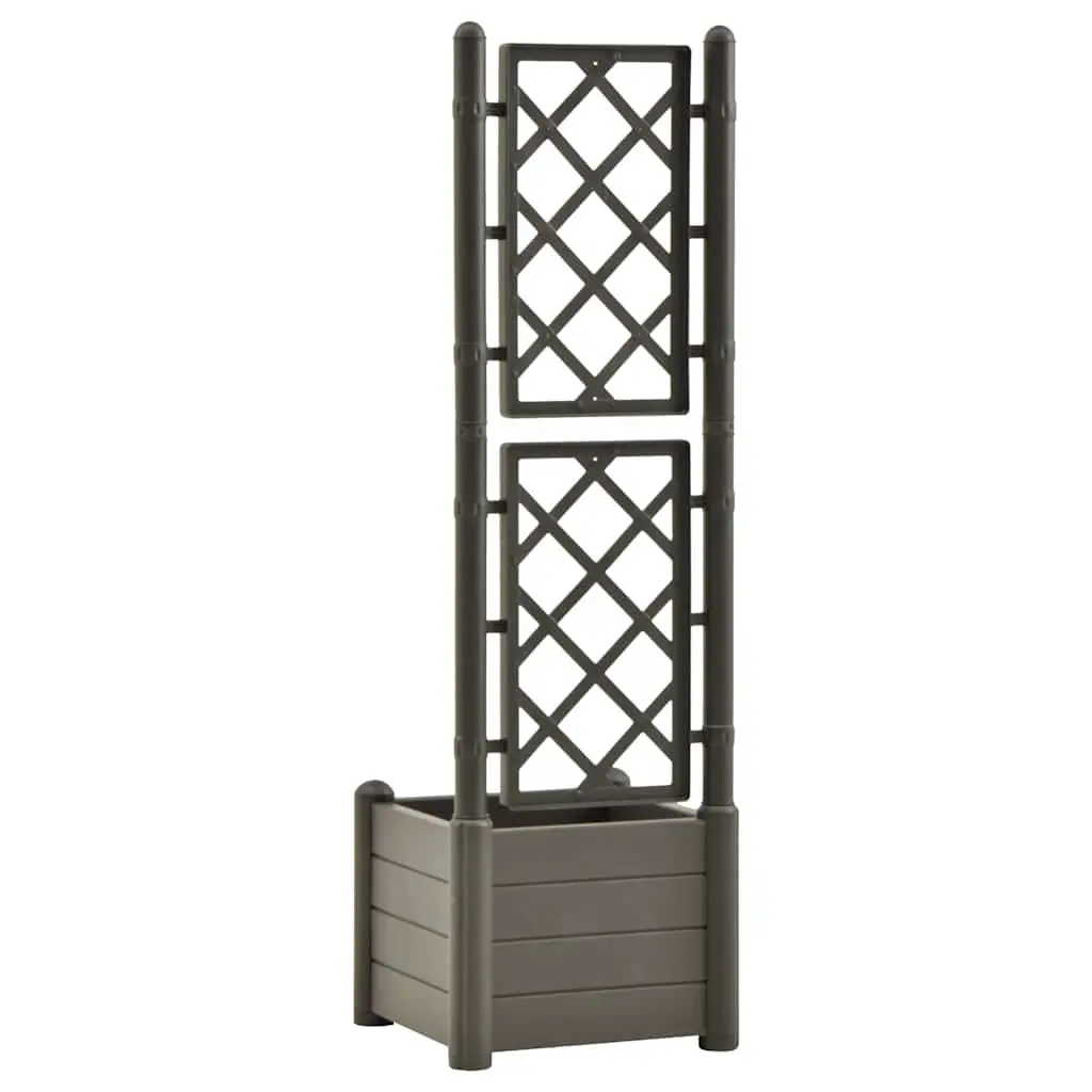 Garden Planter Anthracite 43 x 43 x 142 cm Integrated Trellis for Climbing Plants Support