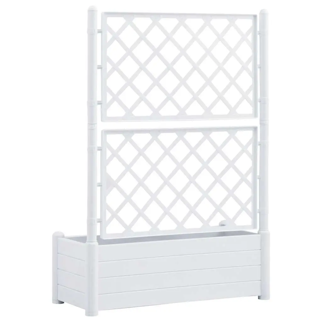 Garden Planter White 100 x 43 x 142 cm Integrated Trellis Support for Climbing Plants