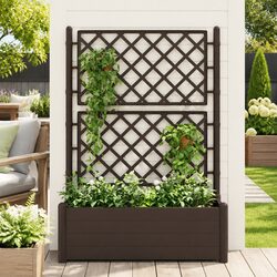 Garden Planter with Trellis Raised Bed Flower Box Outdoor Climbing Plants