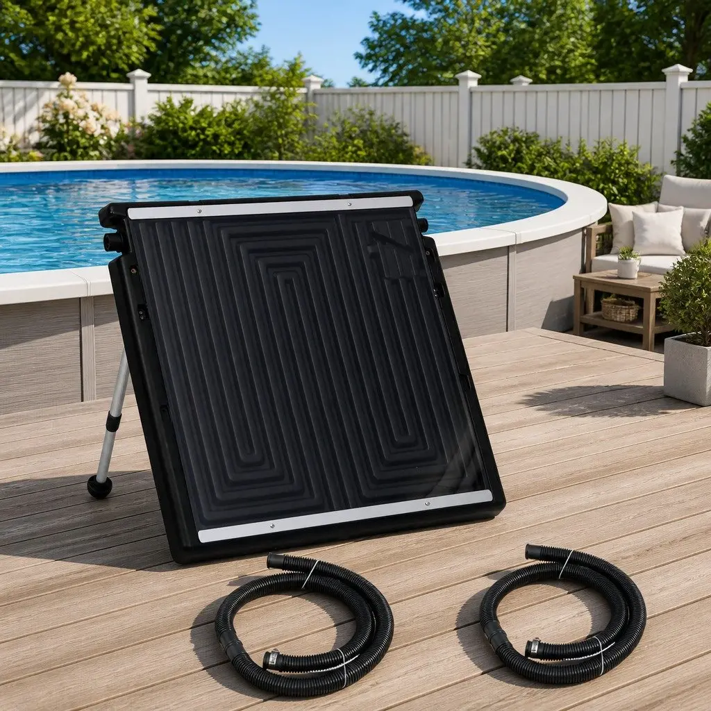 Solar Heating Panel Black 75x75 cm Adjustable Support Feet Above Ground Pool