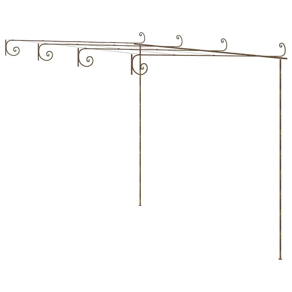 Garden Pergola Brown Wrought Iron Lean-to Structure for Climbing Plants