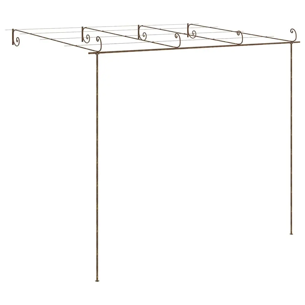 Garden Pergola Brown Wrought Iron Lean-to Structure for Climbing Plants