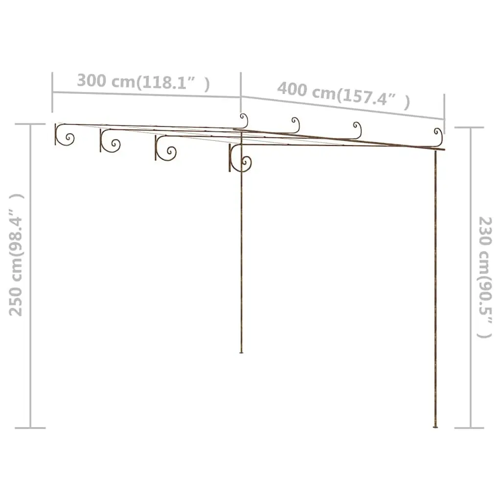 Garden Pergola Brown Wrought Iron Lean-to Structure for Climbing Plants