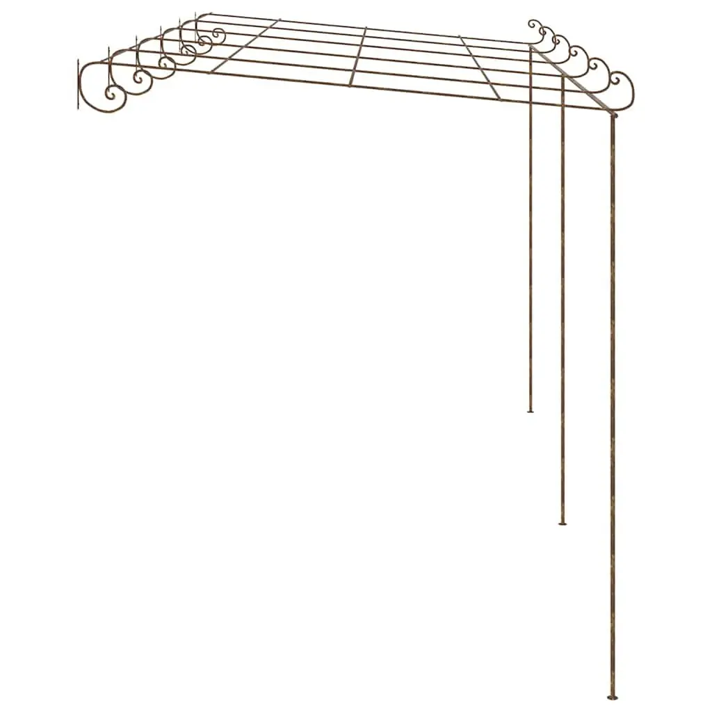 Garden Pergola Brown Lean-to Wrought Iron Frame Climbing Plants Shade Structure