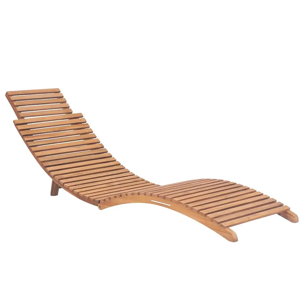 Sun Loungers White 2 pcs Solid Teak Wood Outdoor Garden Patio Folding Adjustable Backrest
