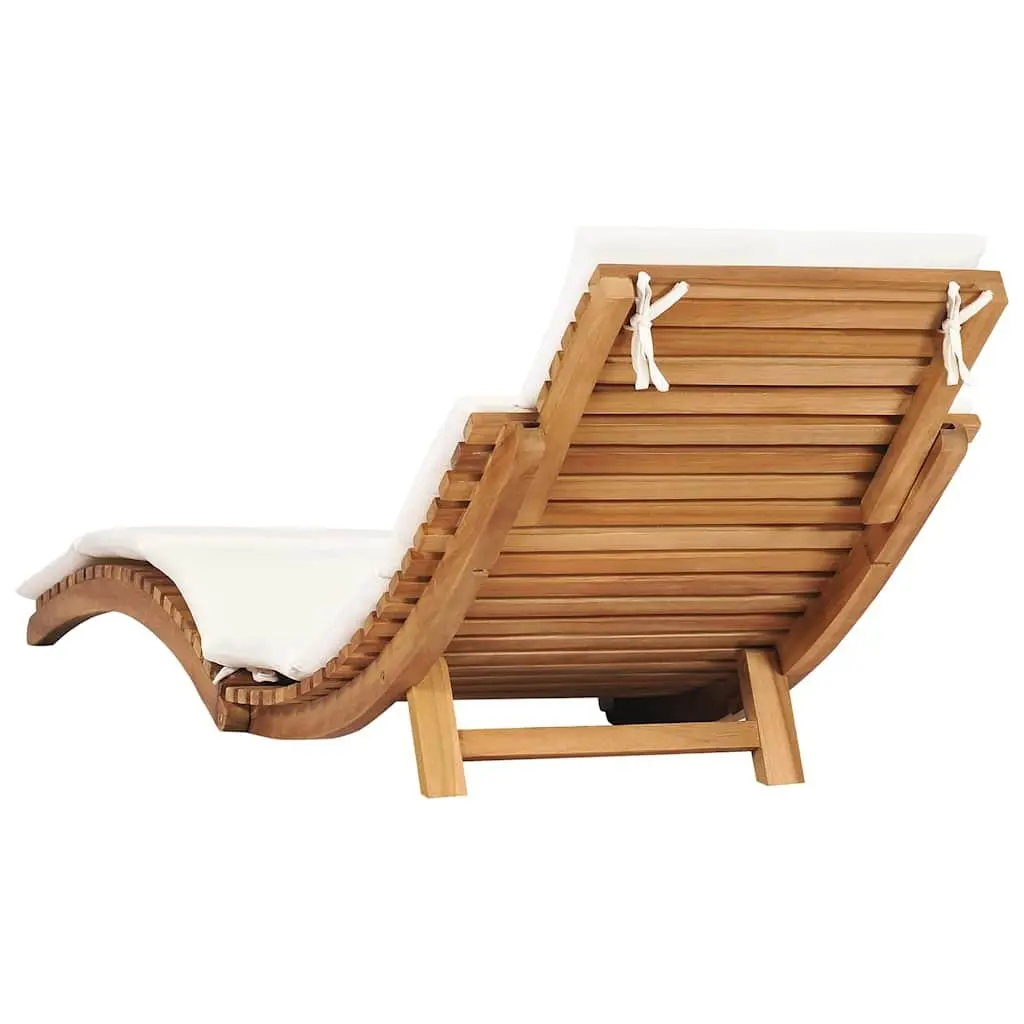 Sun Loungers White 2 pcs Solid Teak Wood Outdoor Garden Patio Folding Adjustable Backrest