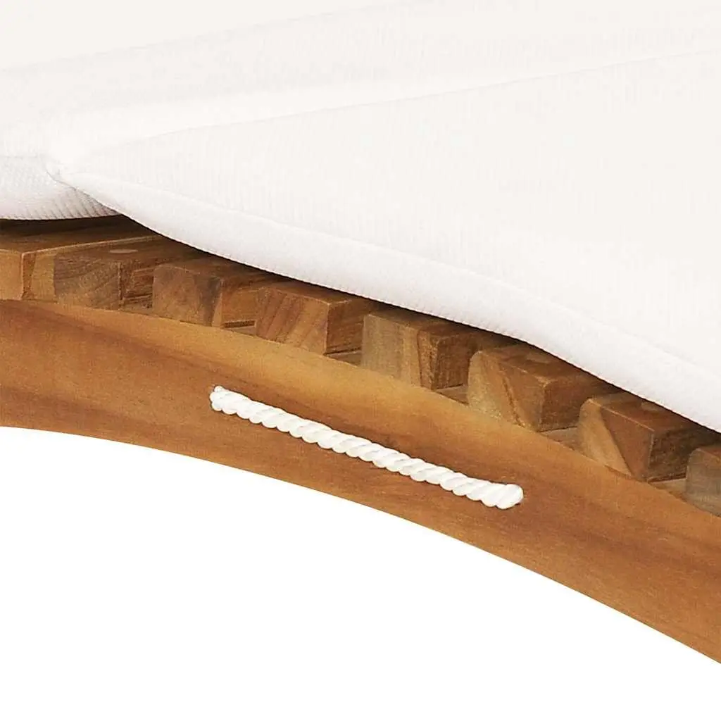 Sun Loungers White 2 pcs Solid Teak Wood Outdoor Garden Patio Folding Adjustable Backrest