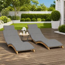 Sun Loungers 2 pcs with Cushions Ergonomic Adjustable Backrest Folding Garden