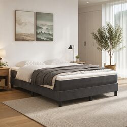 Queen Size Box Spring Bed with Pocket Spring and Velvet Frame