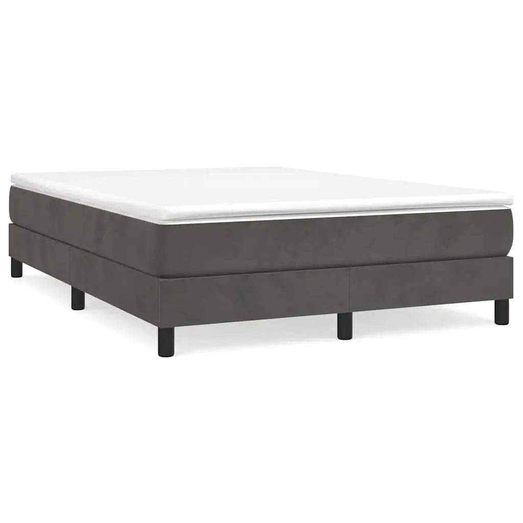 Box Spring Bed Grey Velvet Queen Size Pocket Spring Mattress 153x203 cm