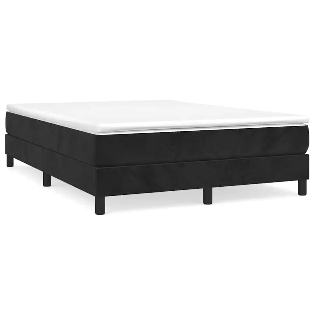 Box Spring Bed Black Velvet Queen Size Pocket Spring Mattress 153x203cm