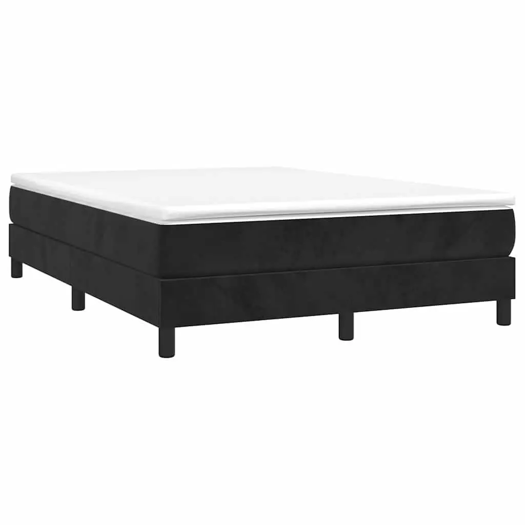 Box Spring Bed Black Velvet Queen Size Pocket Spring Mattress 153x203cm