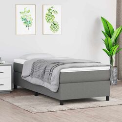 Compact Grey Fabric Box Spring Bed with Pocket Spring Support