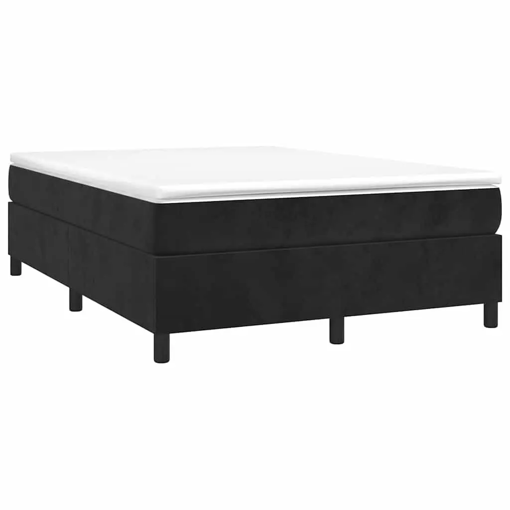 Box Spring Bed Black Velvet Queen Size Integrated Pocket Spring Mattress