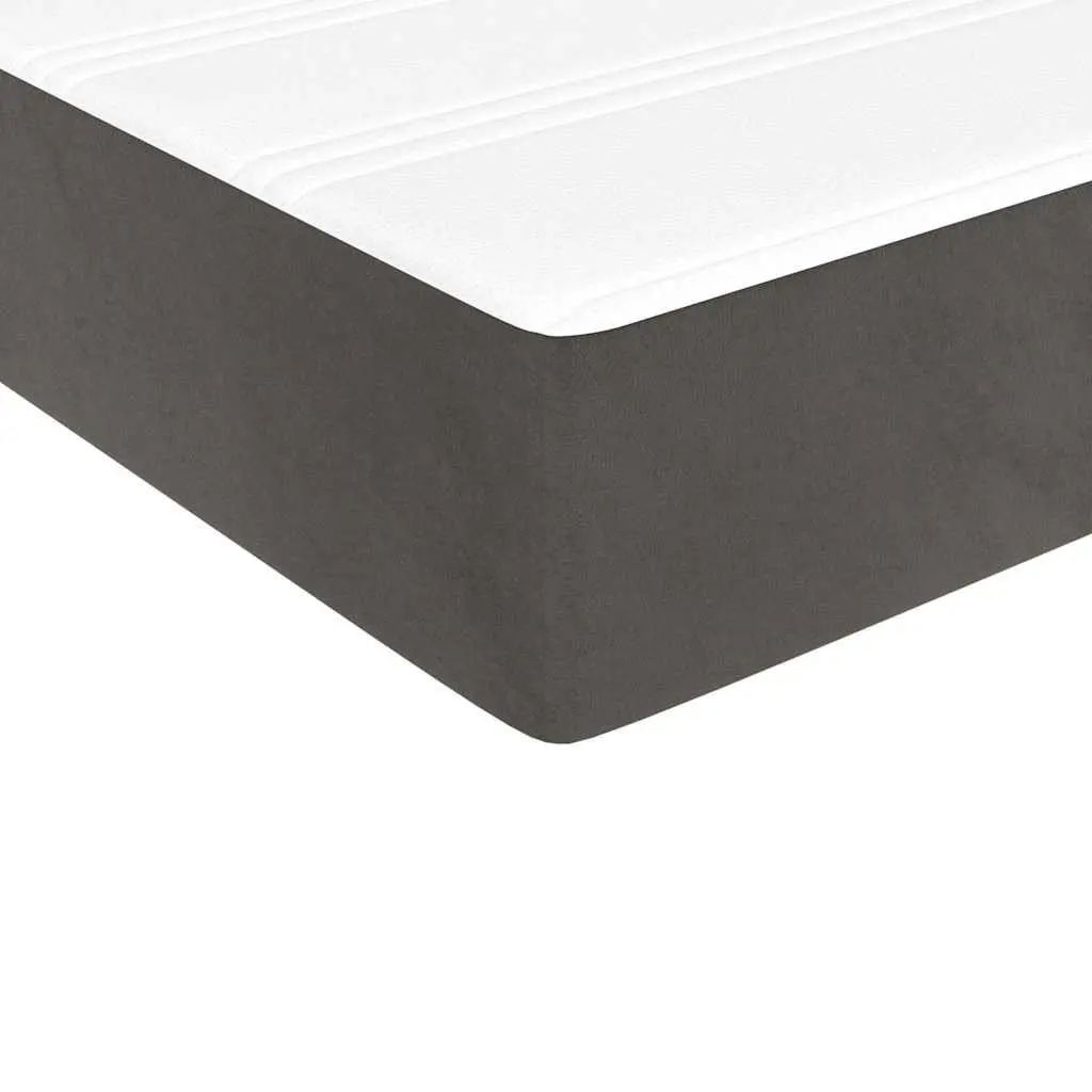 Box Spring Bed Grey Velvet King Single Pocket Mattress