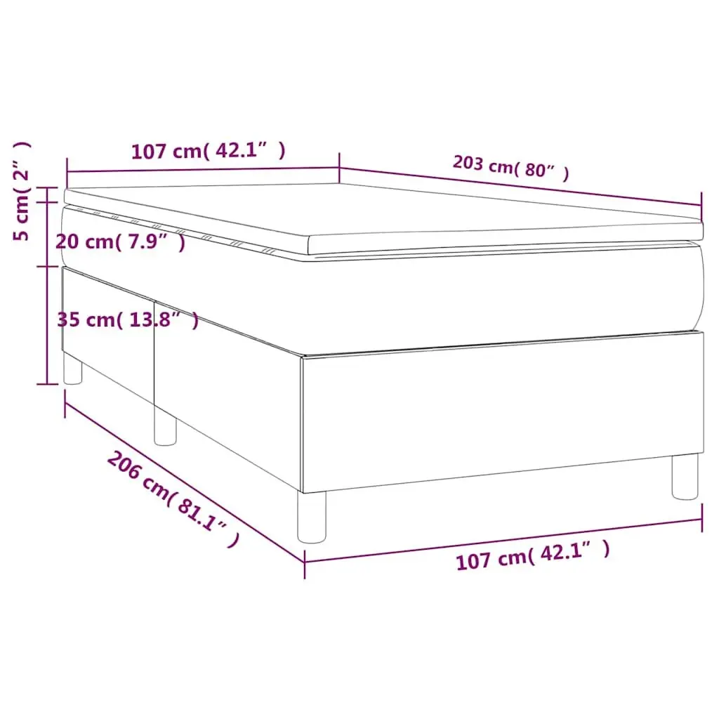 Box Spring Bed Grey Velvet King Single Pocket Mattress