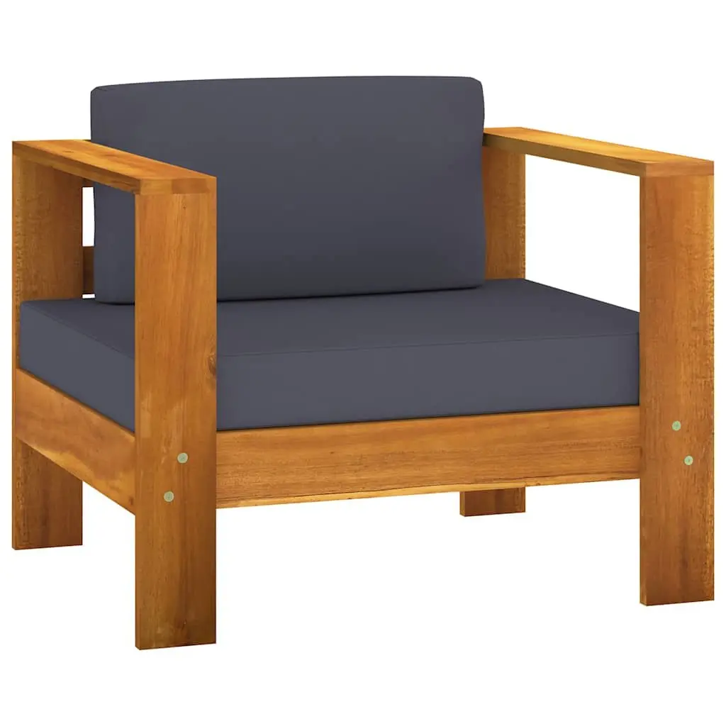 5 Piece Garden Lounge Set with Grey Cushions Solid Acacia Wood Patio Furniture