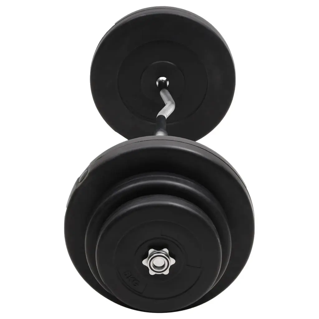 Curl Barbell Set Black 60kg Free Weight Training for Home Gym Exercise