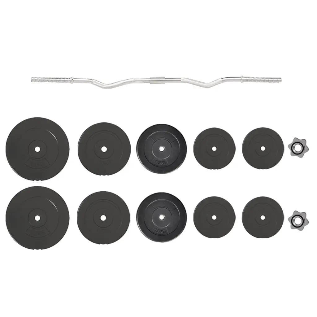 Curl Barbell Set Black 90 kg Chrome Plated Steel Weightlifting Free Weights Training
