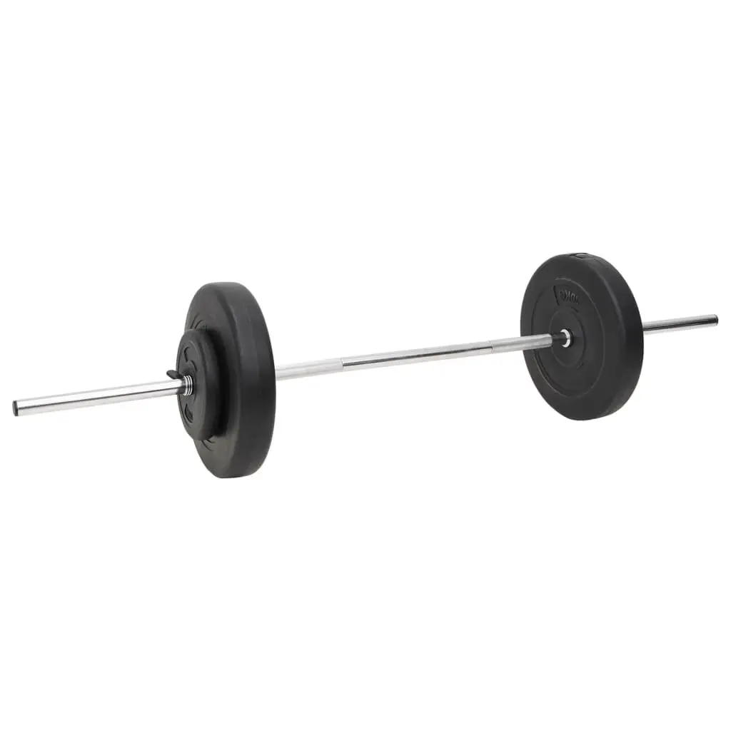 Barbell and Dumbbell Weight Plates Set Black 60kg Durable Chrome Plated Steel Home Gym Training Free Weights