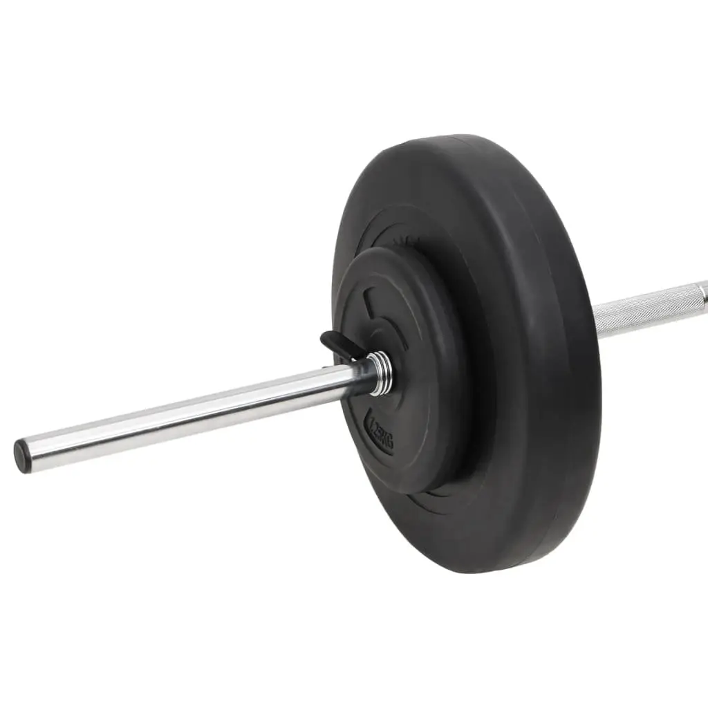 Barbell and Dumbbell Weight Plates Set Black 60kg Durable Chrome Plated Steel Home Gym Training Free Weights