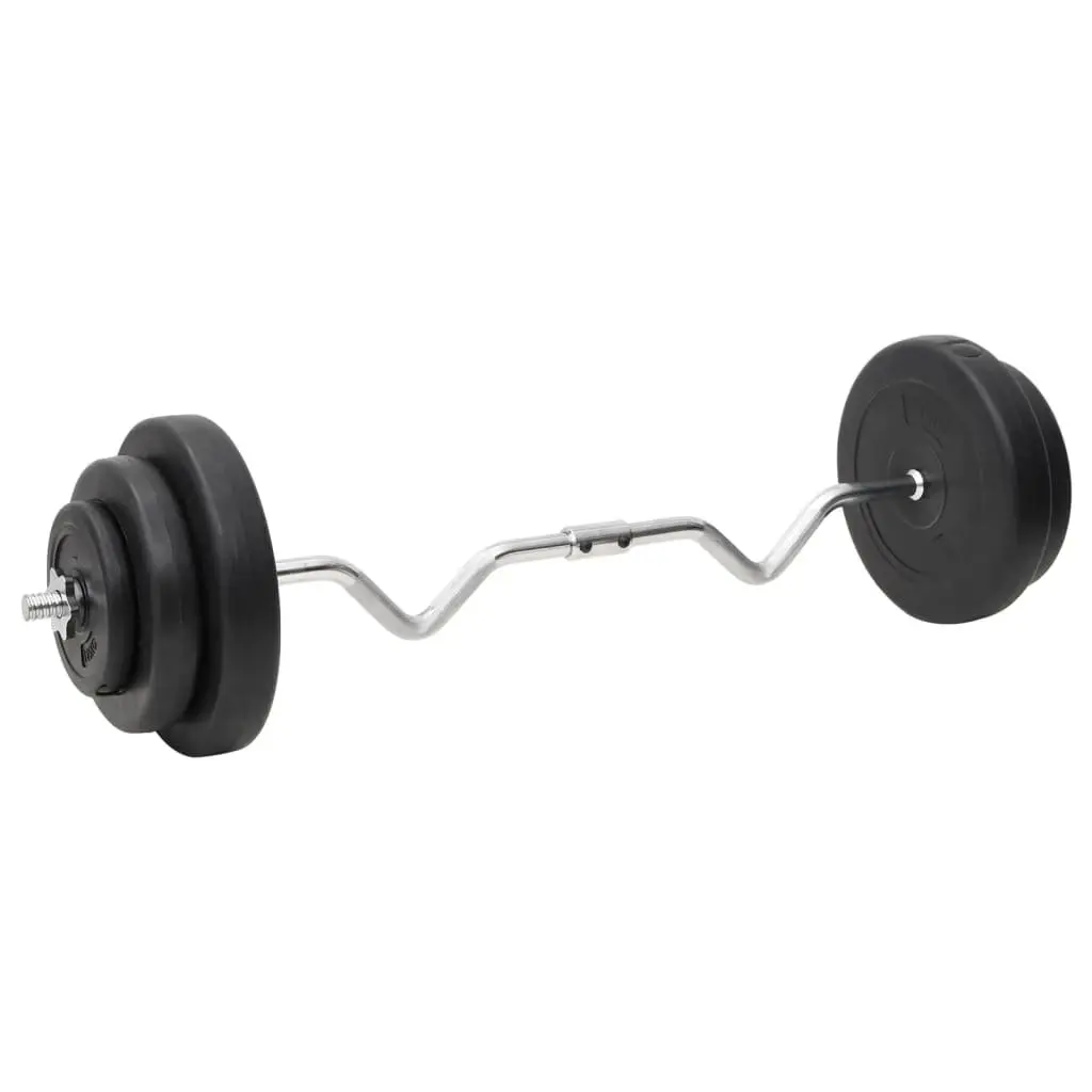 Barbell and Dumbbell Weight Set Black 60kg Steel Construction Interchangeable Weight Plates