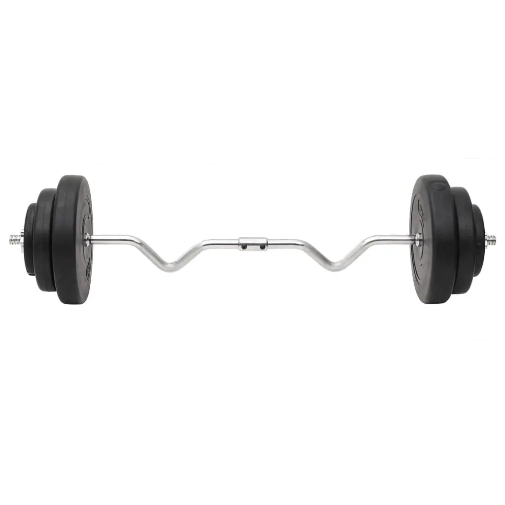 Barbell and Dumbbell Weight Set Black 60kg Steel Construction Interchangeable Weight Plates