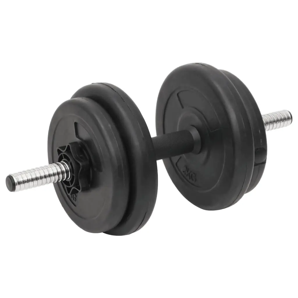 Barbell and Dumbbell Weight Set Black 60kg Steel Construction Interchangeable Weight Plates