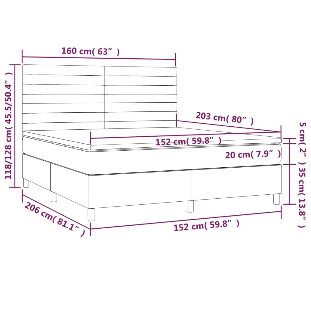 Queen Size Box Spring Bed Dark Grey Fabric Adjustable Headboard Integrated Pocket Spring Mattress